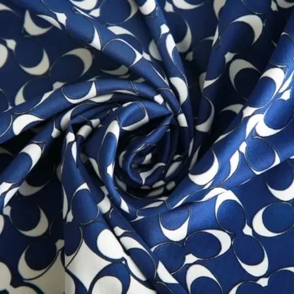 Blue Women Twill Satin Silk Square Scarf/Shawl - Picture 4 of 6